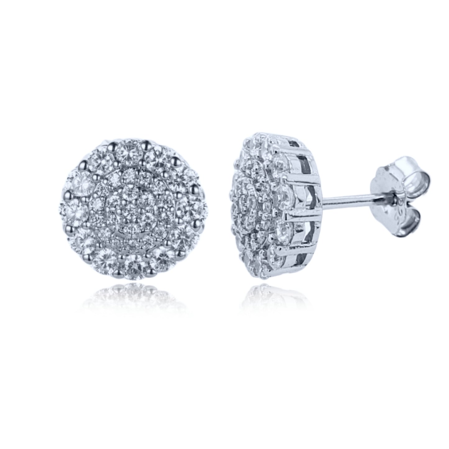 Sterling Silver Round CZ Micropave Stud Earrings