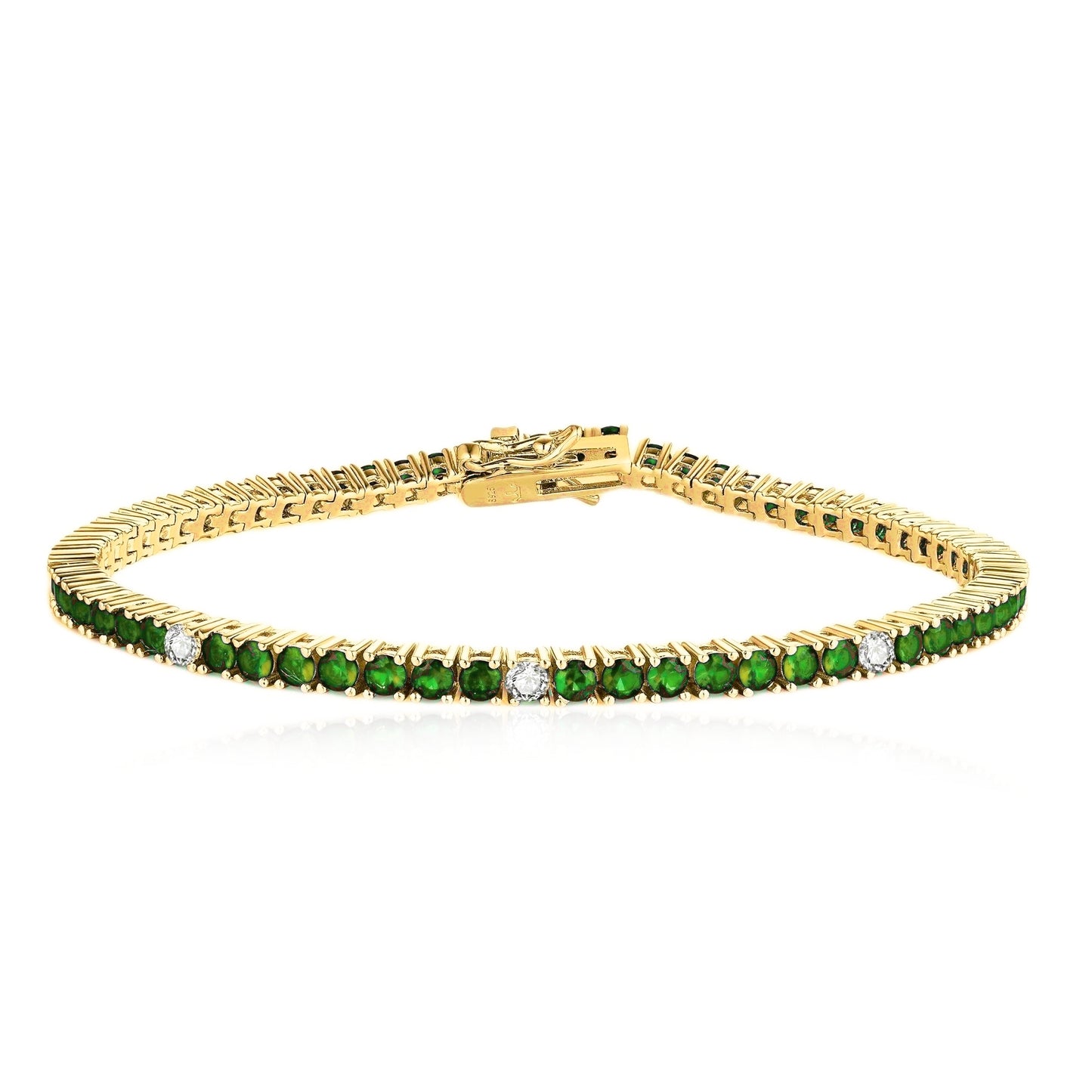 Sterling Silver Ruby, Emerald, Sapphire, or Black Colored CZ Stone Bracelet