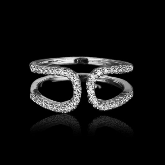 Sterling Silver Open Curved CZ Elegant Ring
