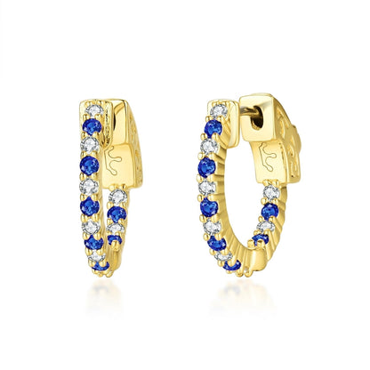 Surgical Steel Alternating Light Colorful and Clear CZ Hoop Earrings