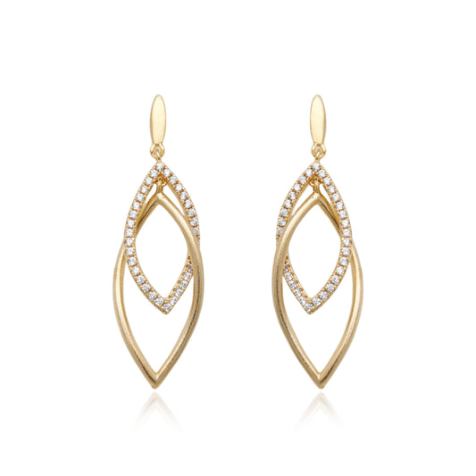 Gold Plated Sterling Silver Interlocking Teardrop With CZ Earring