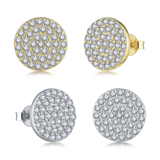 Sterling Silver 12mm Micropave Circle CZ Stud Earring