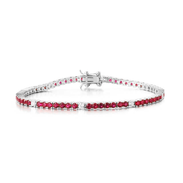 Sterling Silver Ruby, Emerald, and Sapphire Colored CZ Stone Bracelet