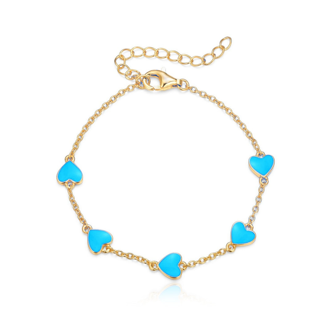 Gold Plated Sterling Silver Enamel Heart Bracelet