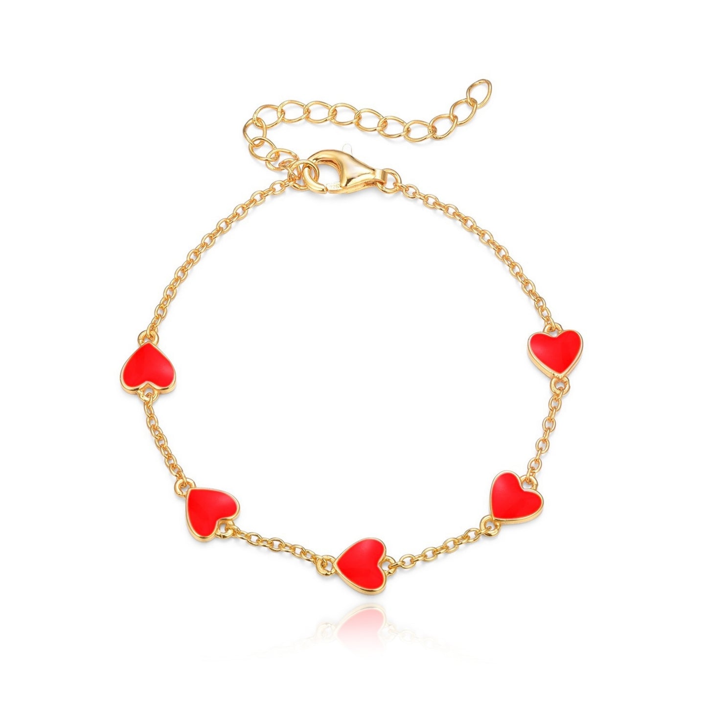 Gold Plated Sterling Silver Enamel Heart Bracelet