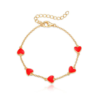 Gold Plated Sterling Silver Enamel Heart Bracelet