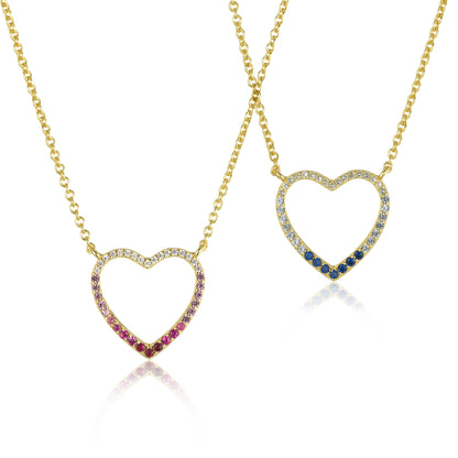 Sterling Silver Colorful Heart Necklace