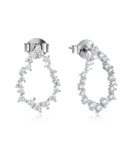Sterling Silver Small Sprinkled CZ Teardrop Earrings on Post