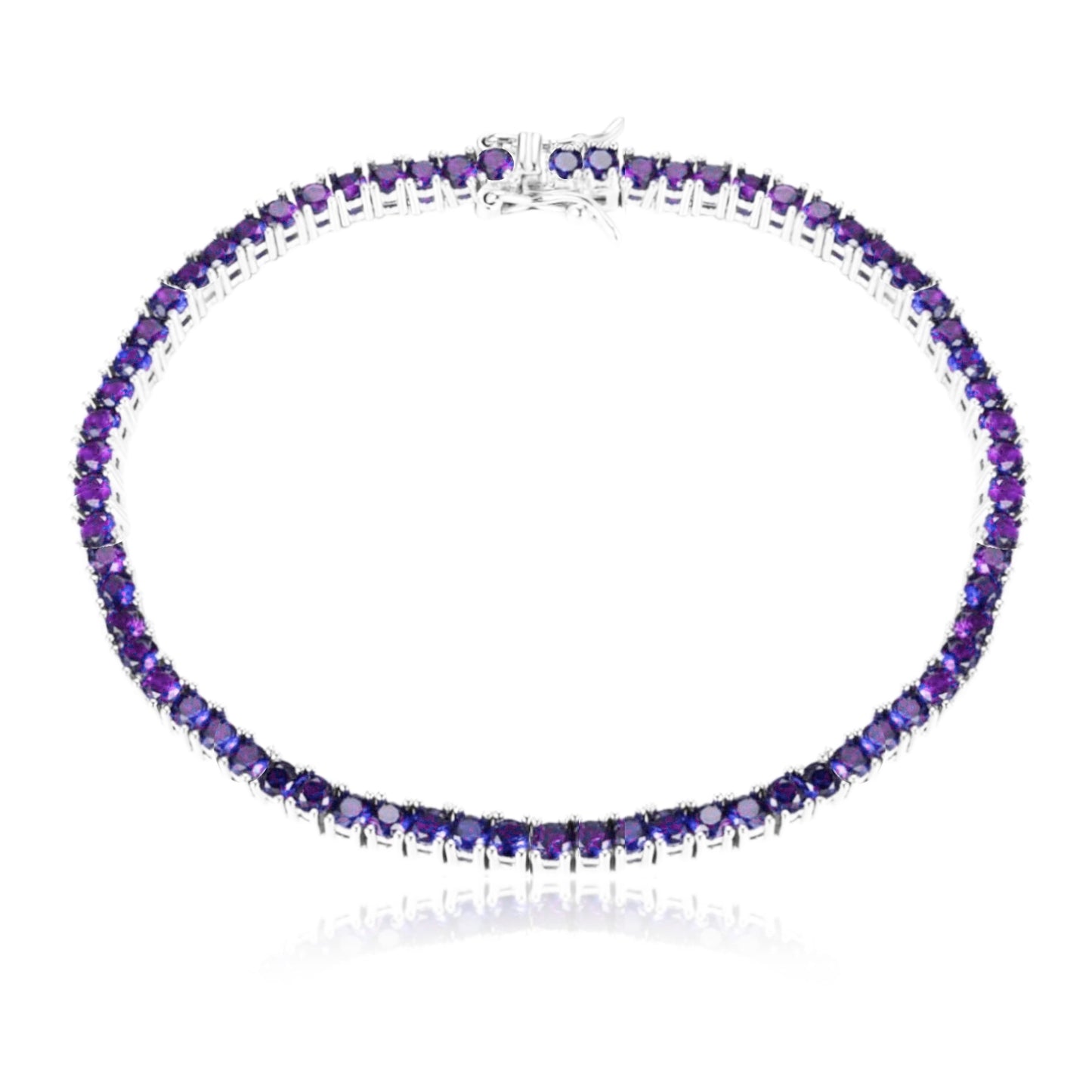 Sterling Silver Ruby, Emerald, Sapphire, Violet, or Black Colored CZ Tennis Bracelets