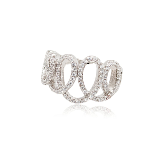 Sterling Silver Swirl Micropave CZ Ring