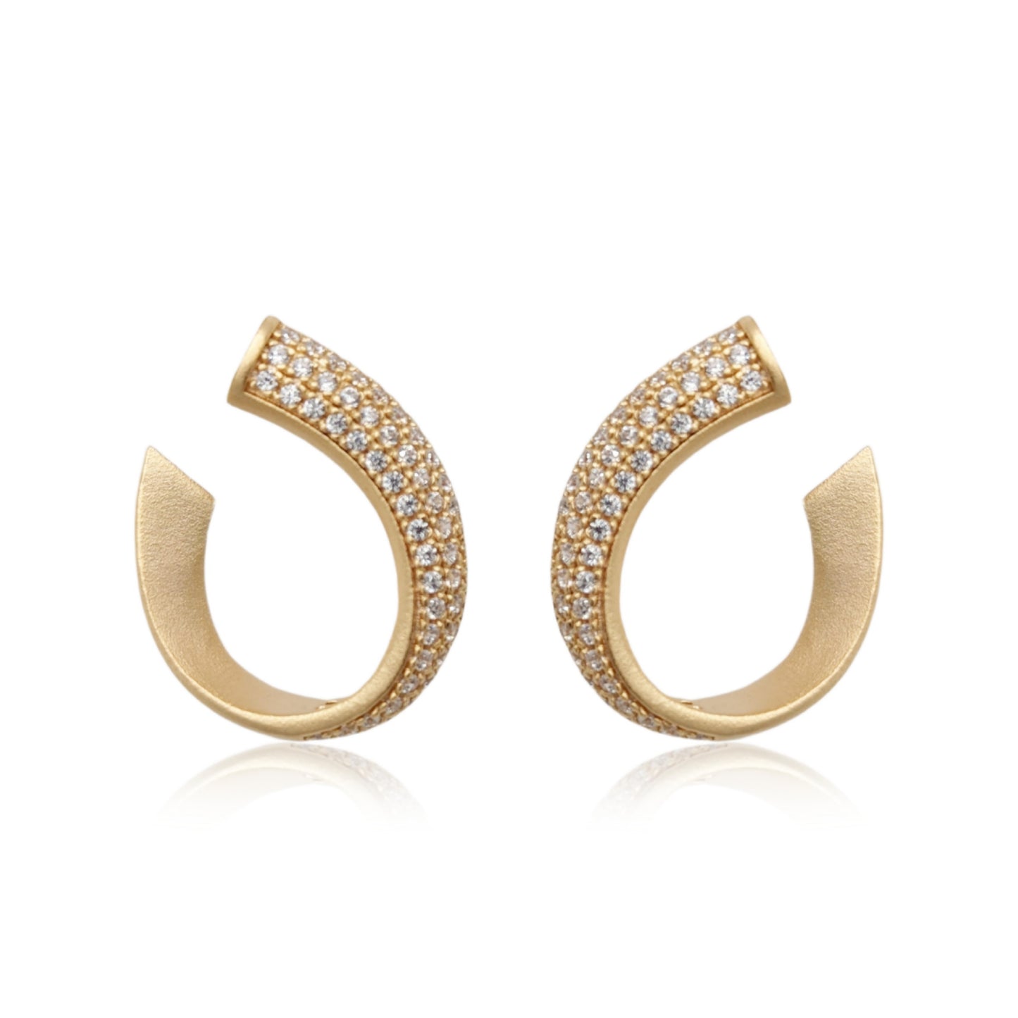 Gold Plated Sterling Silver Micropave Front Back Earring
