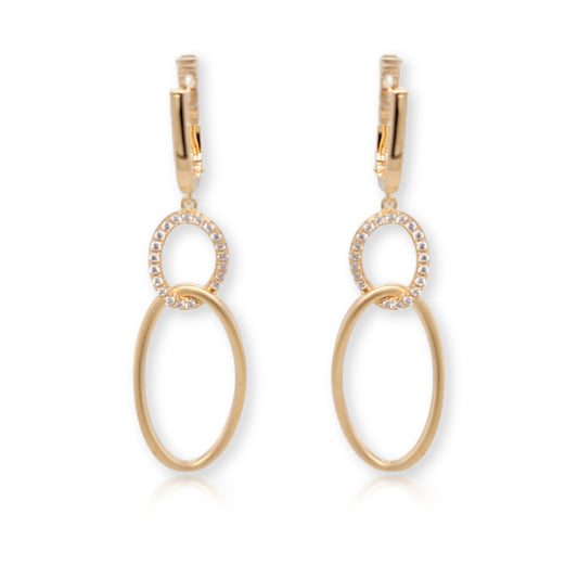 Gold Plated Sterling Silver Double Intertlocking Ovals Earring
