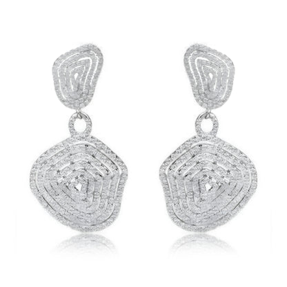 Sterling Silver Natural Shape MicroPave Earrings