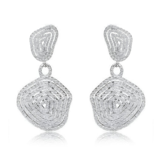 Sterling Silver Natural Shape MicroPave Earrings
