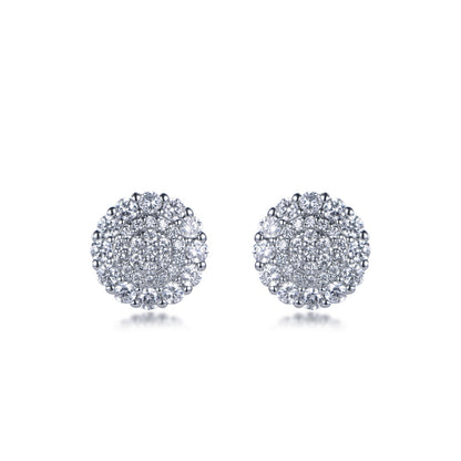 Sterling Silver Round CZ Micropave Stud Earrings