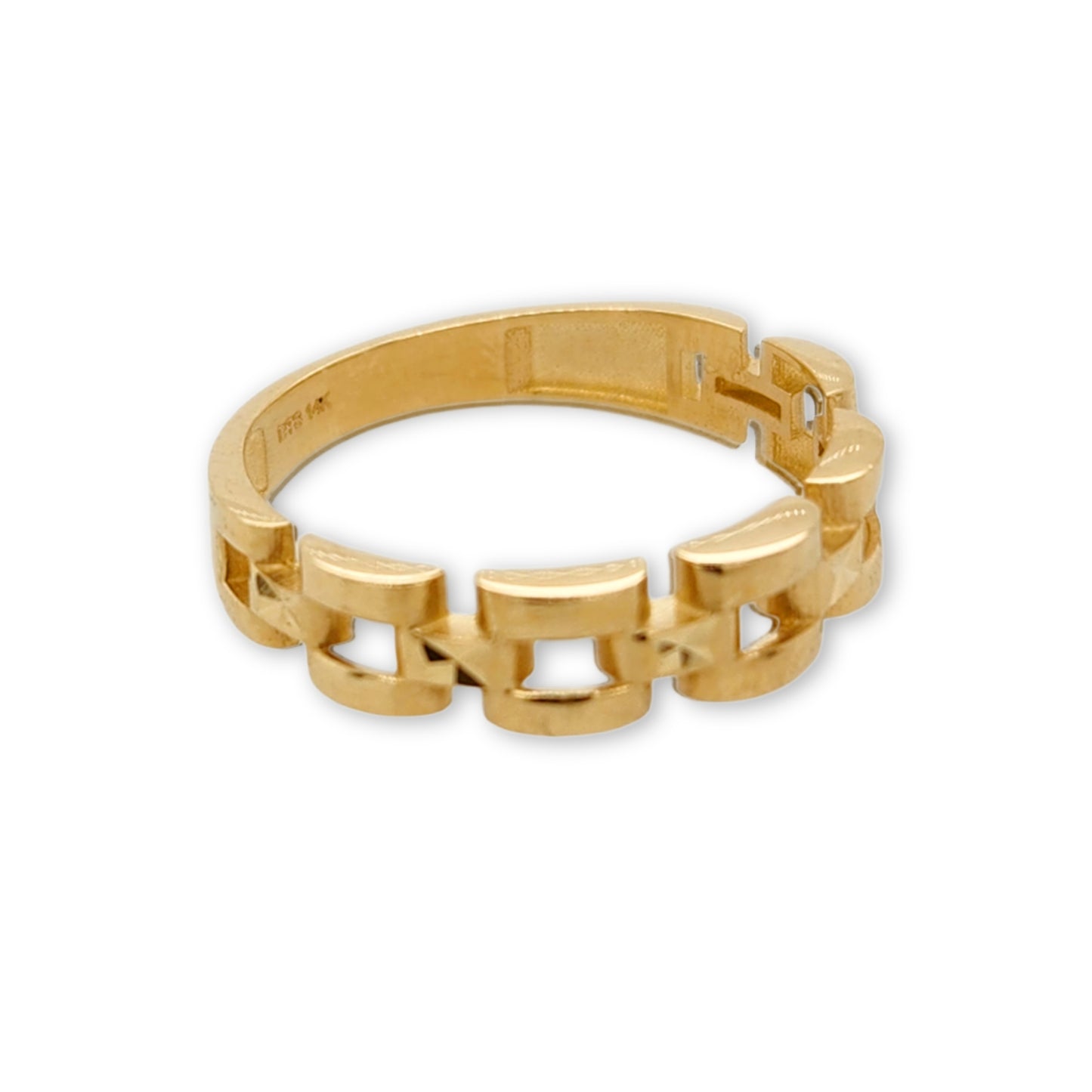 14k Gold Square Link Ring