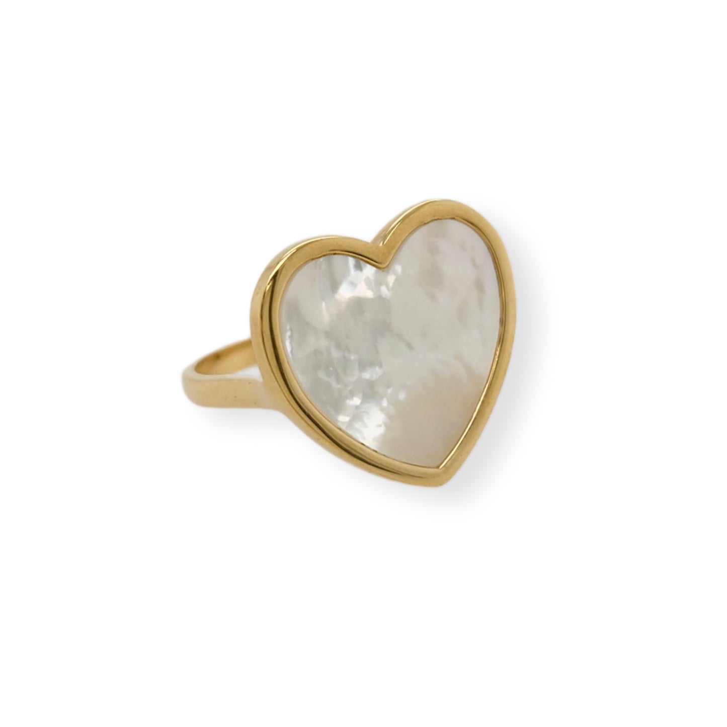 14k Gold Mother of Pearl Heart Ring