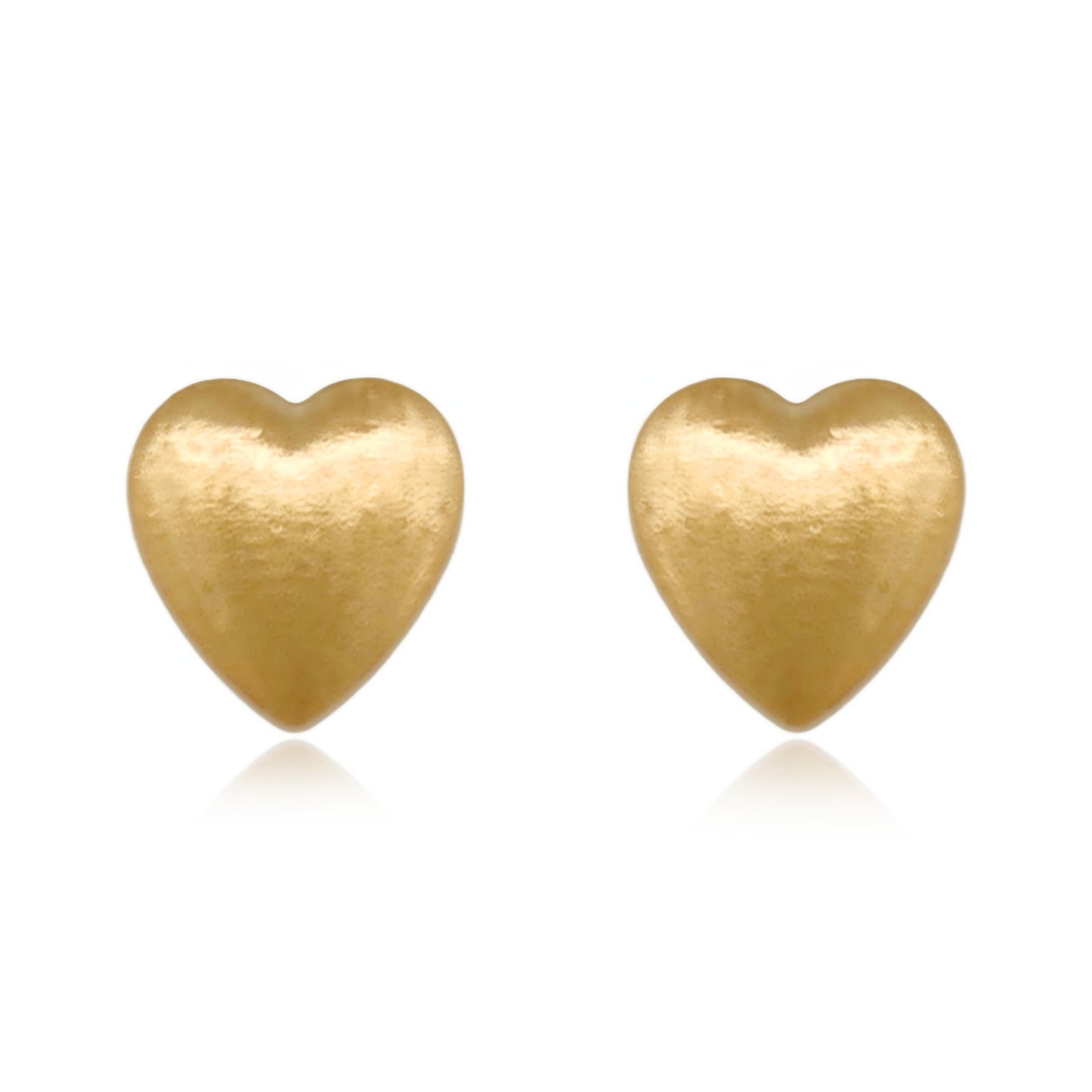 14k Brushed Gold Heart Stud Earrings
