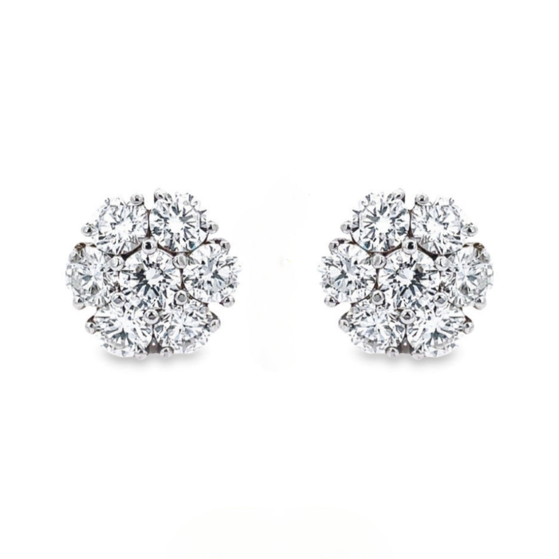 14K 7 Lab Grown Diamond Flower Cluster Earrings