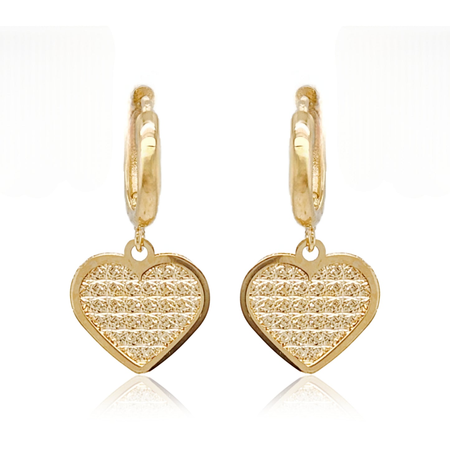 14k Gold Diamond Cut Heart Earring