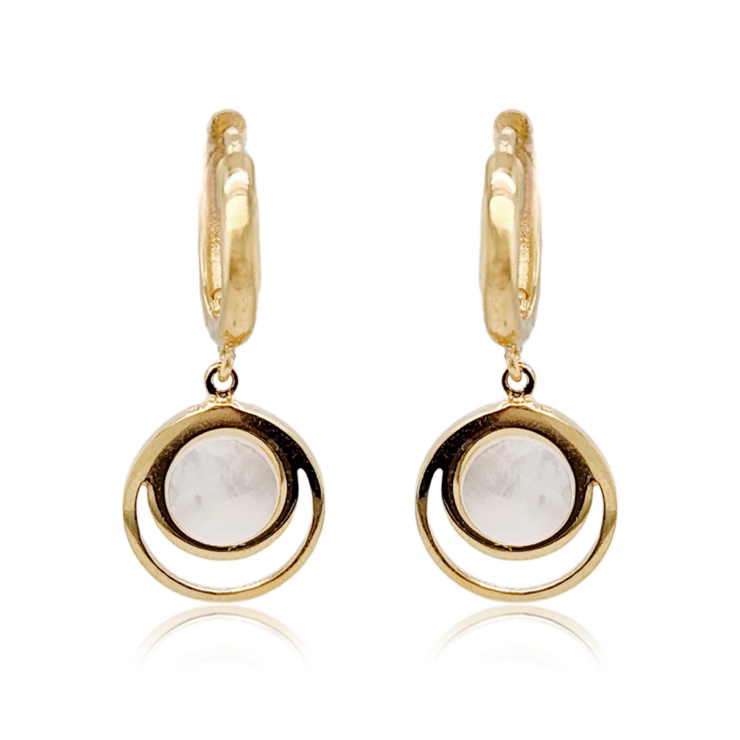 14k Gold Mother of Pearl Circles Earring