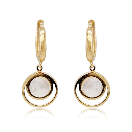 14k Gold Mother of Pearl Circles Earring