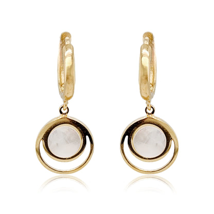 14k Gold Mother of Pearl Circles Earring