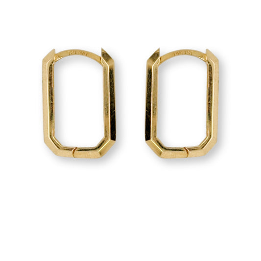 14k Gold Rectangular Hoop Earrings