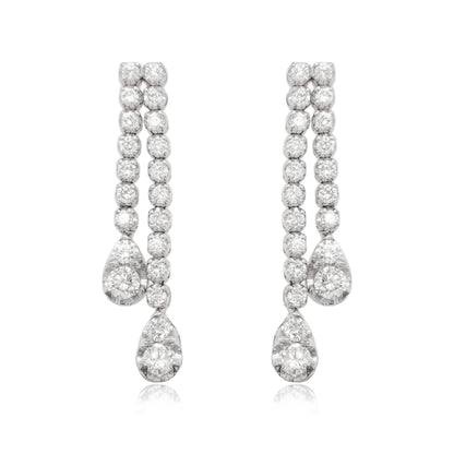 14K Double Strand Lab Grown Diamond Tennis Teardrop Earrings