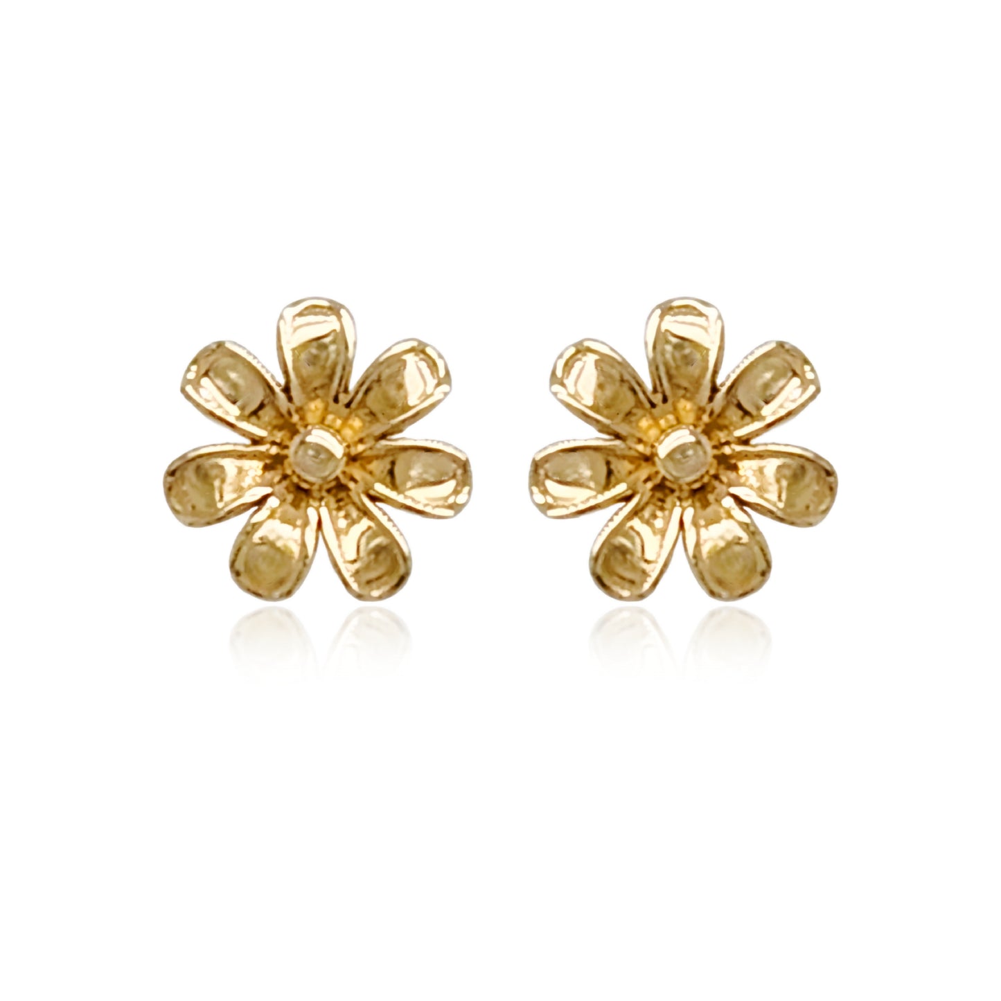 14k Gold Flower Stud Earrings