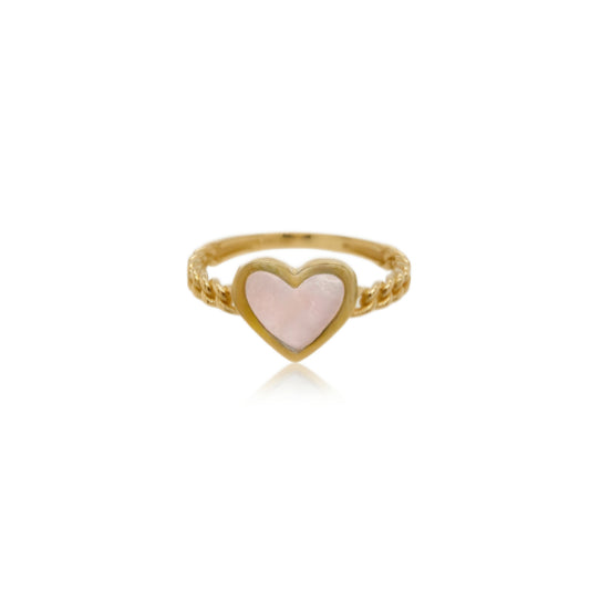 14k Gold Mother of Pearl Small Heart Ring