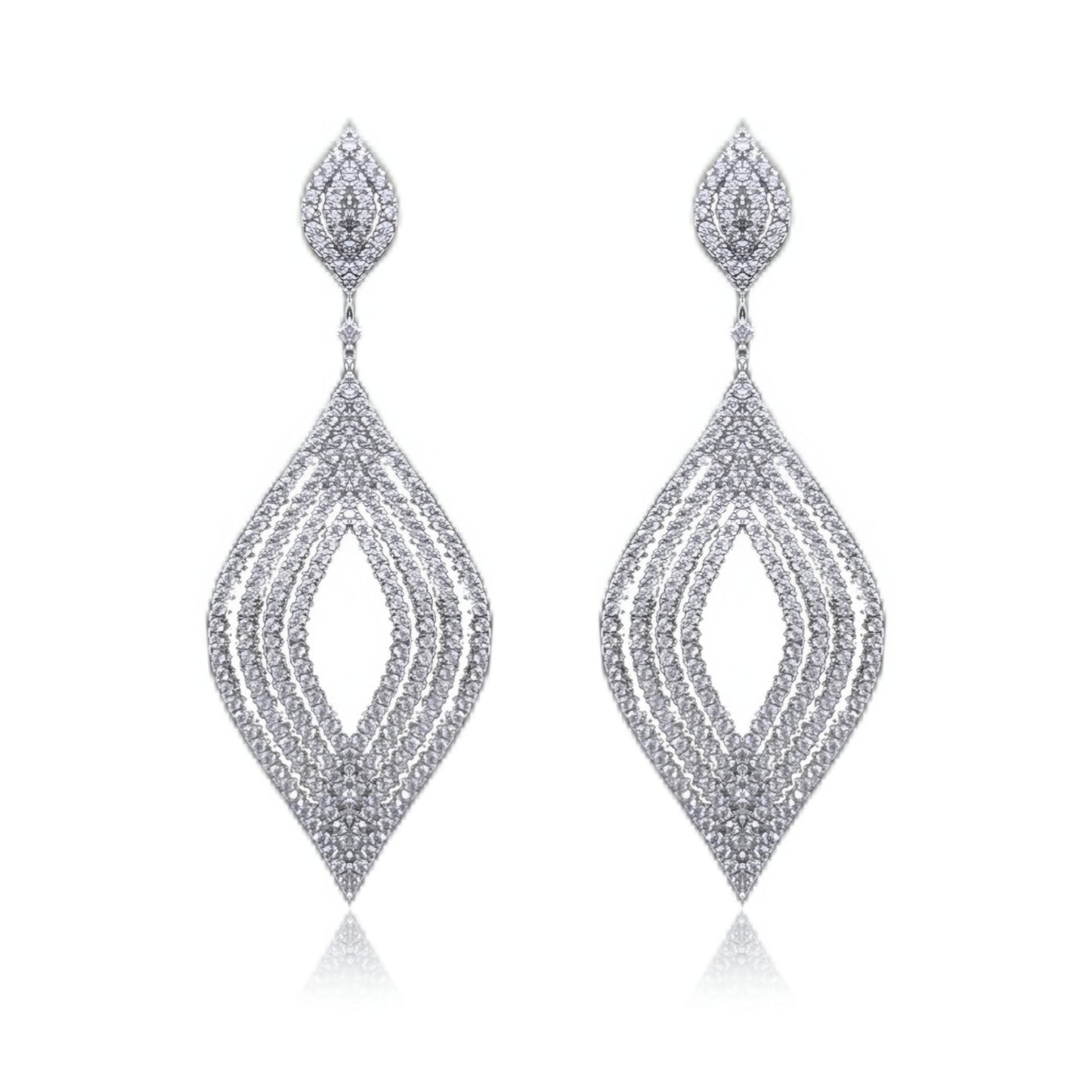 Sterling Silver Marquis CZ Micropave Earrings