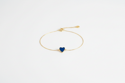 Gold Plated Sterling Silver Enamel Single Heart Bracelet
