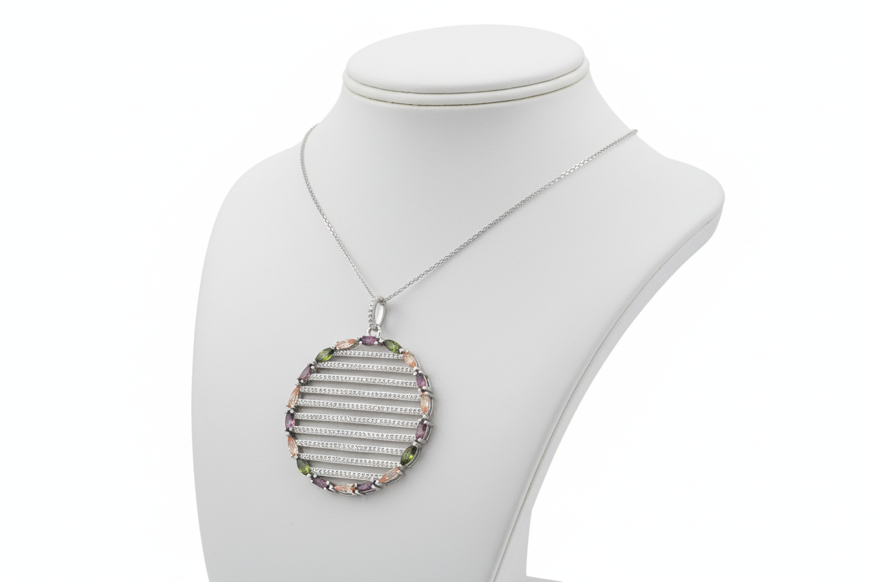 Sterling Silver Circle Pendant Necklace