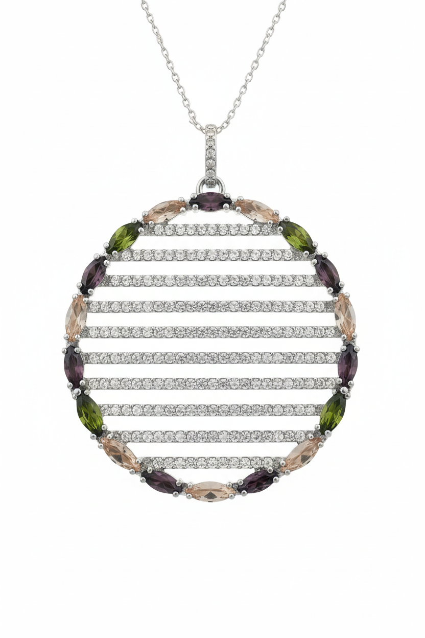 Sterling Silver Circle Pendant Necklace