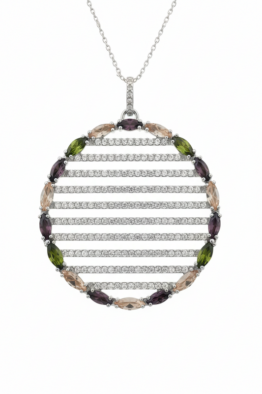 Sterling Silver Circle Pendant Necklace