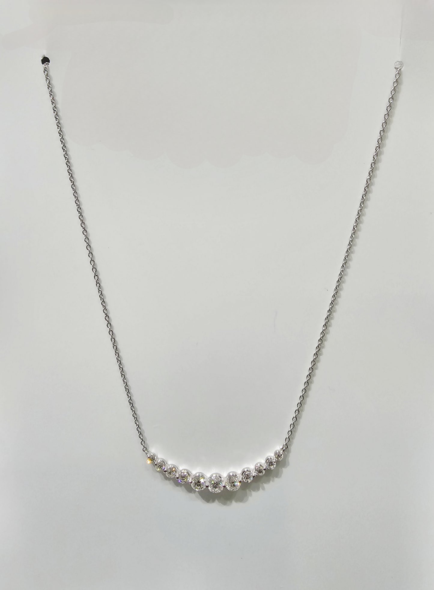 14k Curved Graduated Diamond Bar Necklace