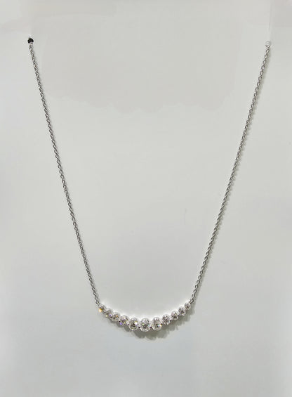 14k Curved Graduated Diamond Bar Necklace