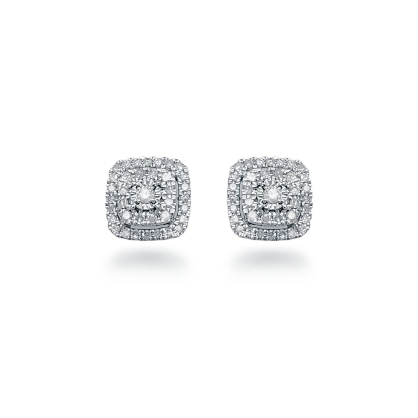 10K Cushion Shaped Diamond Stud Earrings