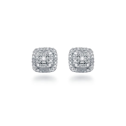 10K Cushion Shaped Diamond Stud Earrings