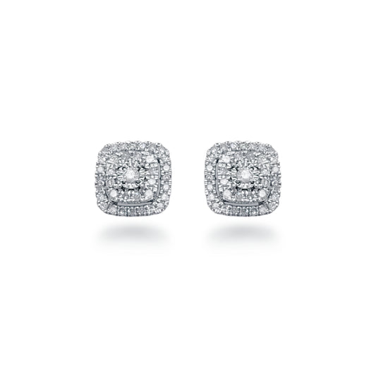 10K Cushion Shaped Diamond Stud Earrings