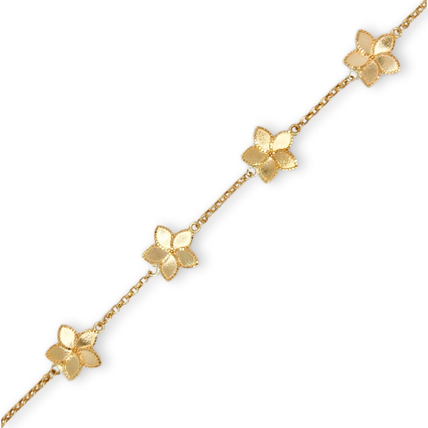 14k Gold Flower Station Bracelet