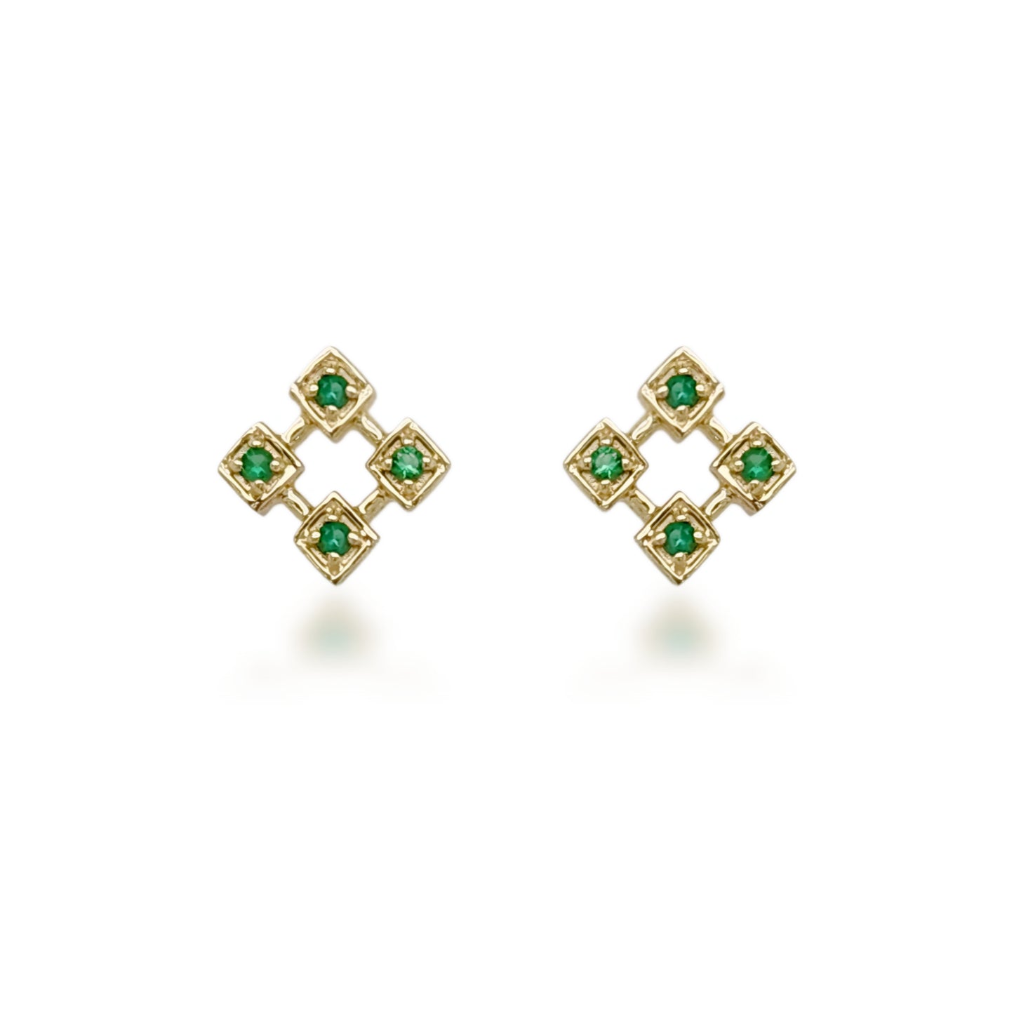 10K Ruby, Sapphire, or Emerald Diamond Shaped Stud Earrings