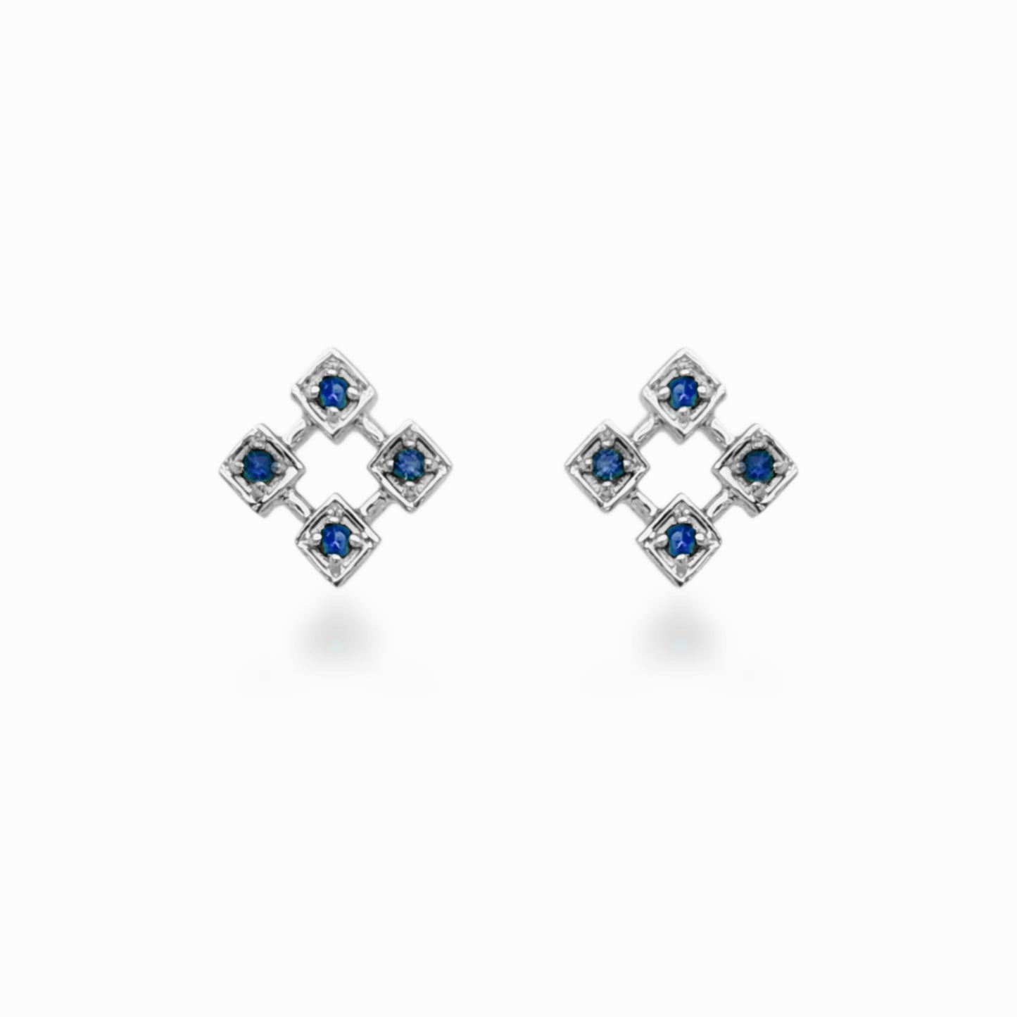 10K Ruby, Sapphire, or Emerald Diamond Shaped Stud Earrings