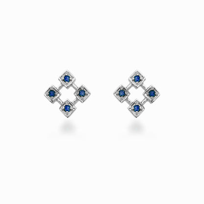 10K Ruby, Sapphire, or Emerald Diamond Shaped Stud Earrings