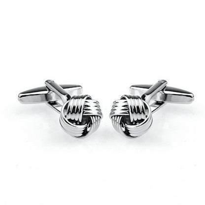 Silver Color Woven Knot Cufflinks