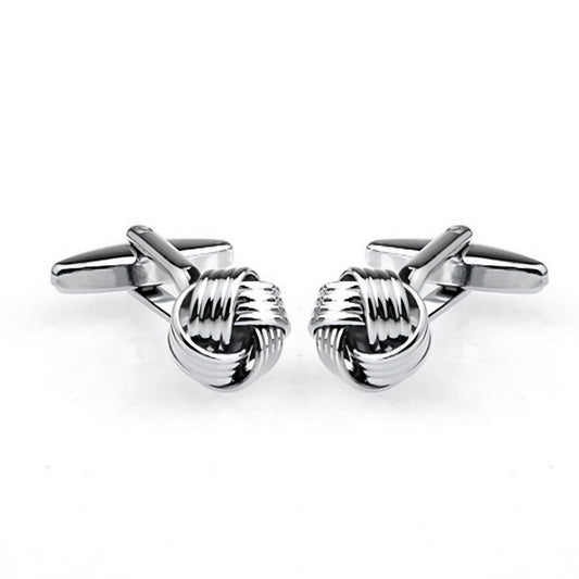 Silver Color Woven Knot Cufflinks