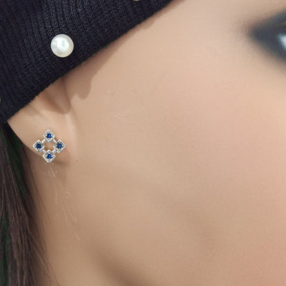 10K Ruby, Sapphire, or Emerald Diamond Shaped Stud Earrings