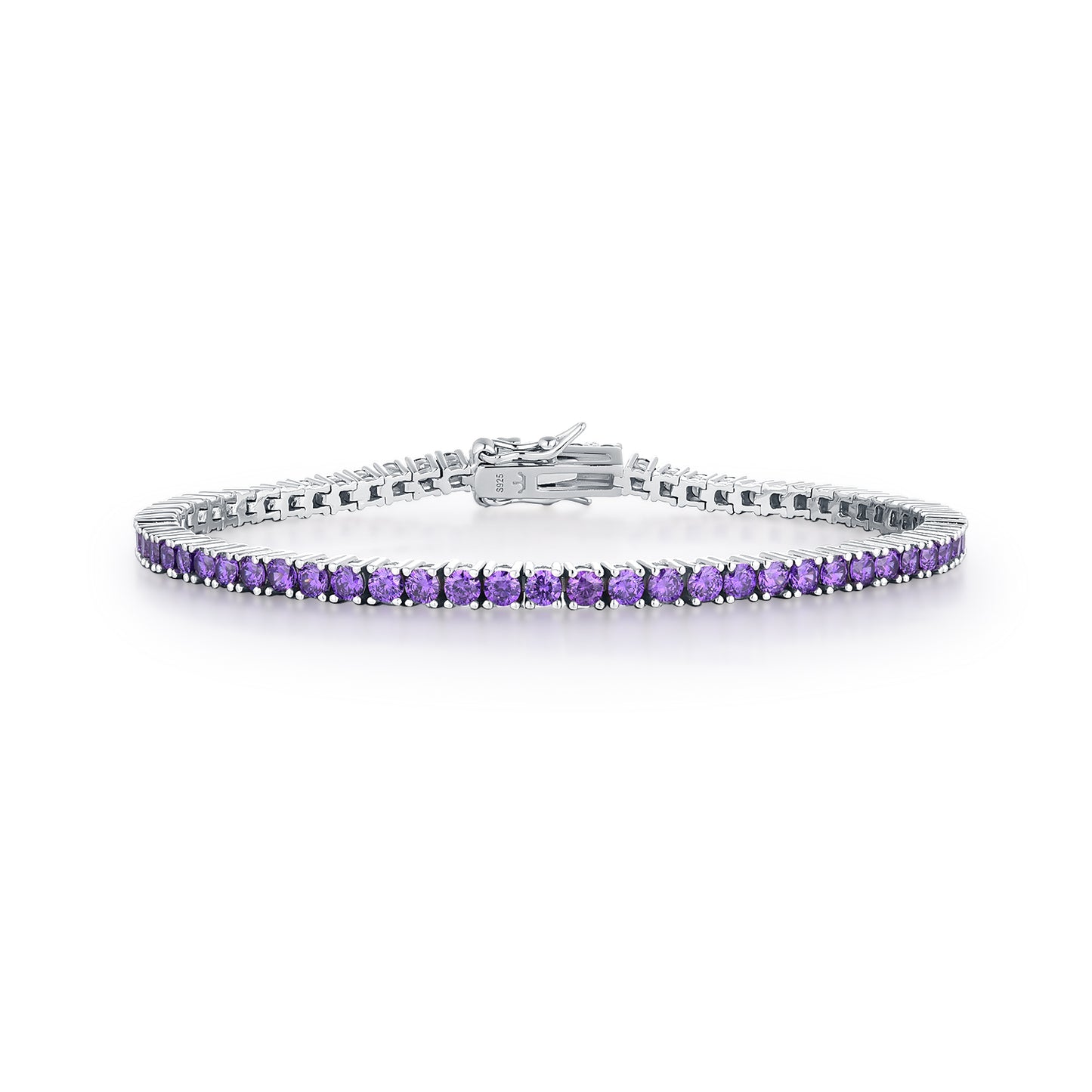 Sterling Silver Ruby, Emerald, Sapphire, Violet, or Black Colored CZ Tennis Bracelets