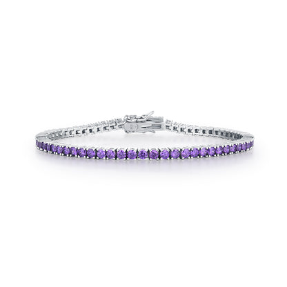 Sterling Silver Ruby, Emerald, Sapphire, Violet, or Black Colored CZ Tennis Bracelets